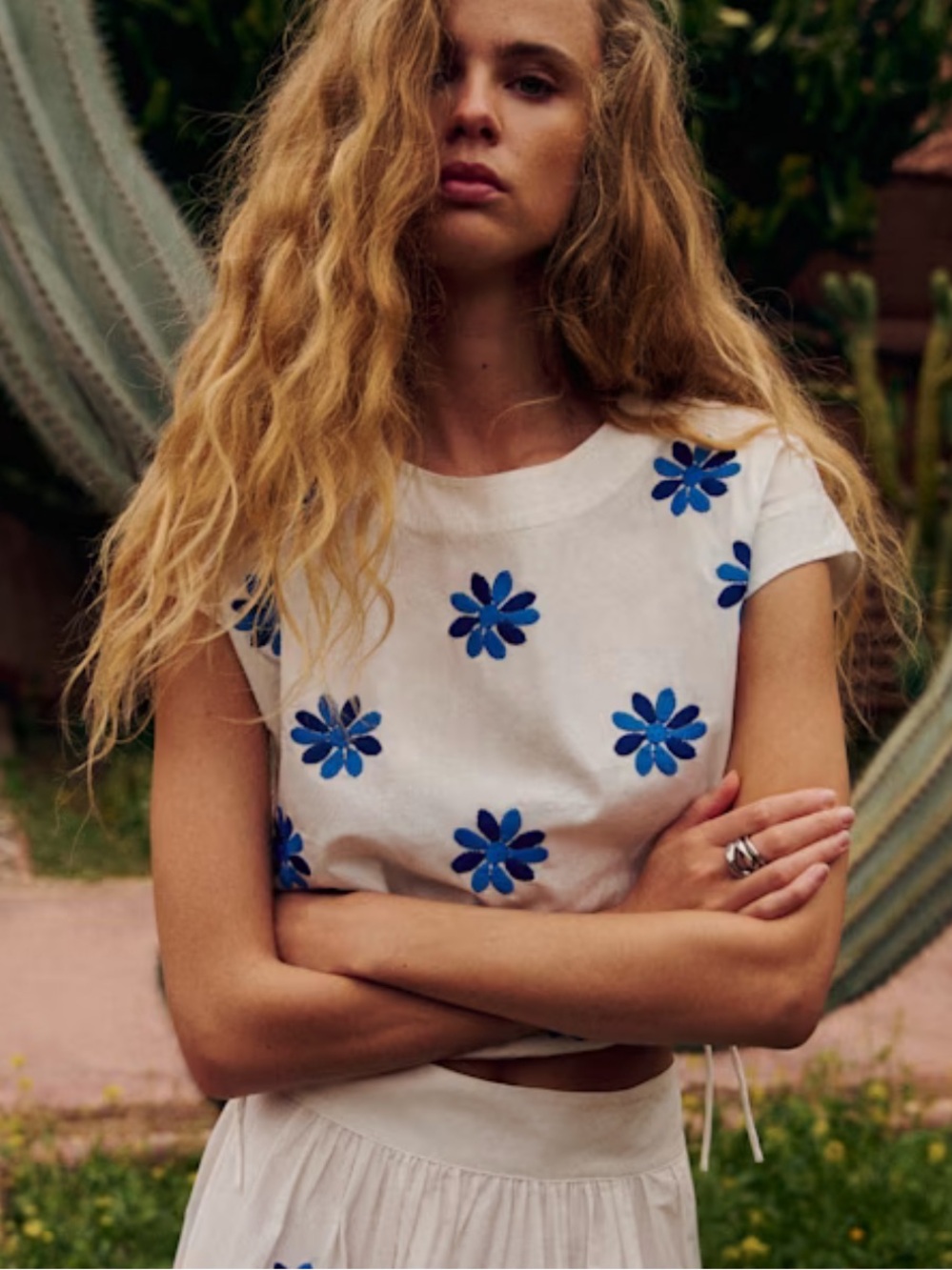 NWT SEZANE JOCASTA BLOUSE ECRU WITH CONTRASTING